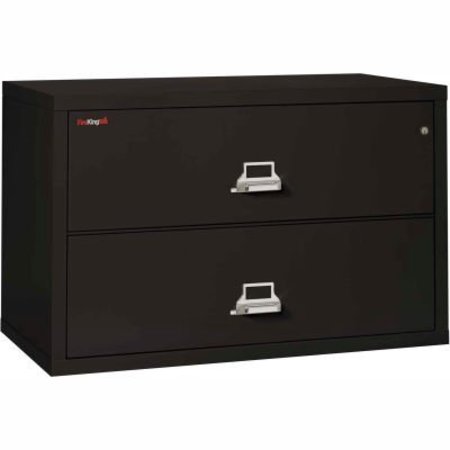 FIRE KING Fireking Fireproof 2 Drawer Lateral File Cabinet - Letter-Legal Size 44-1/2"W x 22"D x 28"H - Black 24422CBL